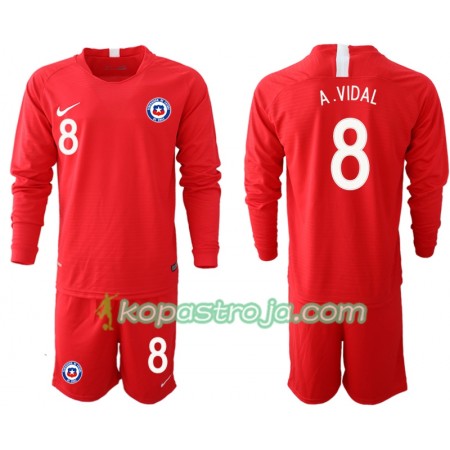 Billiga Fotbollströjor Chile A. VIDAL 8 Barn Hemma tröja 2018/19 Långärmad